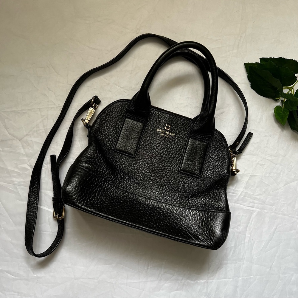 Kate Spade Black leather dome satchel gold hardware
